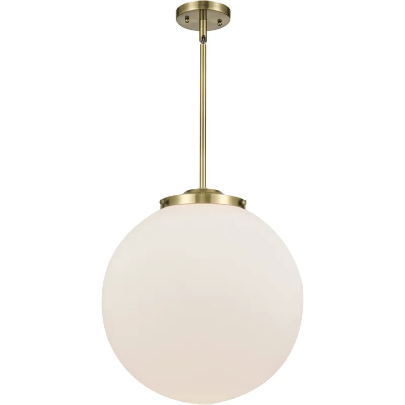 Franklin Restoration Beacon 1 Light 16 inch Antique Brass Pendant Ceiling Light in Incandescent, Matte White