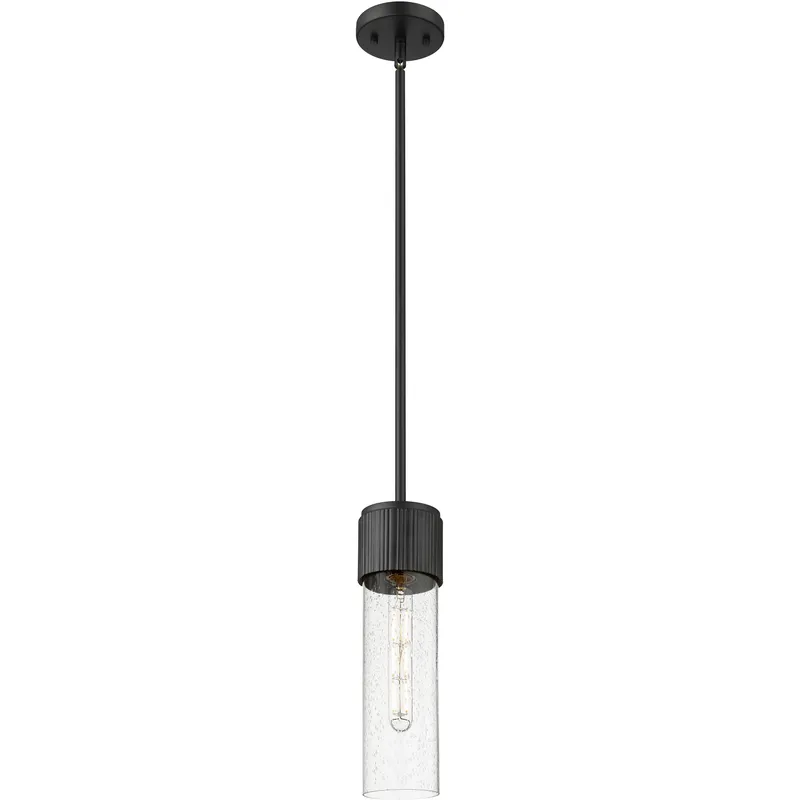 Bolivar 1 Light 4 inch Matte Black Pendant Ceiling Light in Seedy Glass