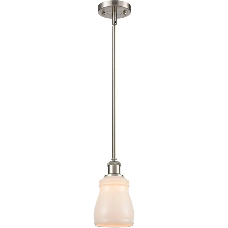 Ballston Ellery 1 Light 5 inch Brushed Satin Nickel Pendant Ceiling Light in White Glass, Ballston