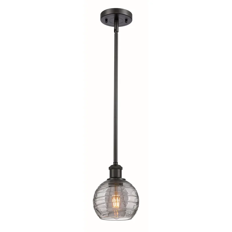 Ballston Athens Deco Swirl 1 Light 5.88 inch Oil Rubbed Bronze Stem Hung Mini Pendant Ceiling Light