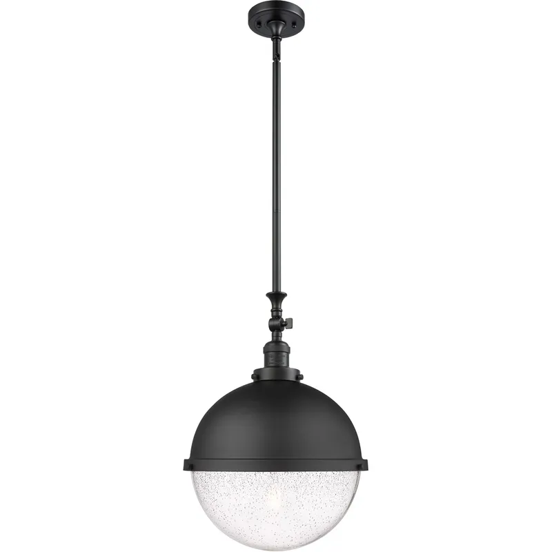 Franklin Restoration Hampden LED 12.88 inch Matte Black Pendant Ceiling Light in Seedy Glass
