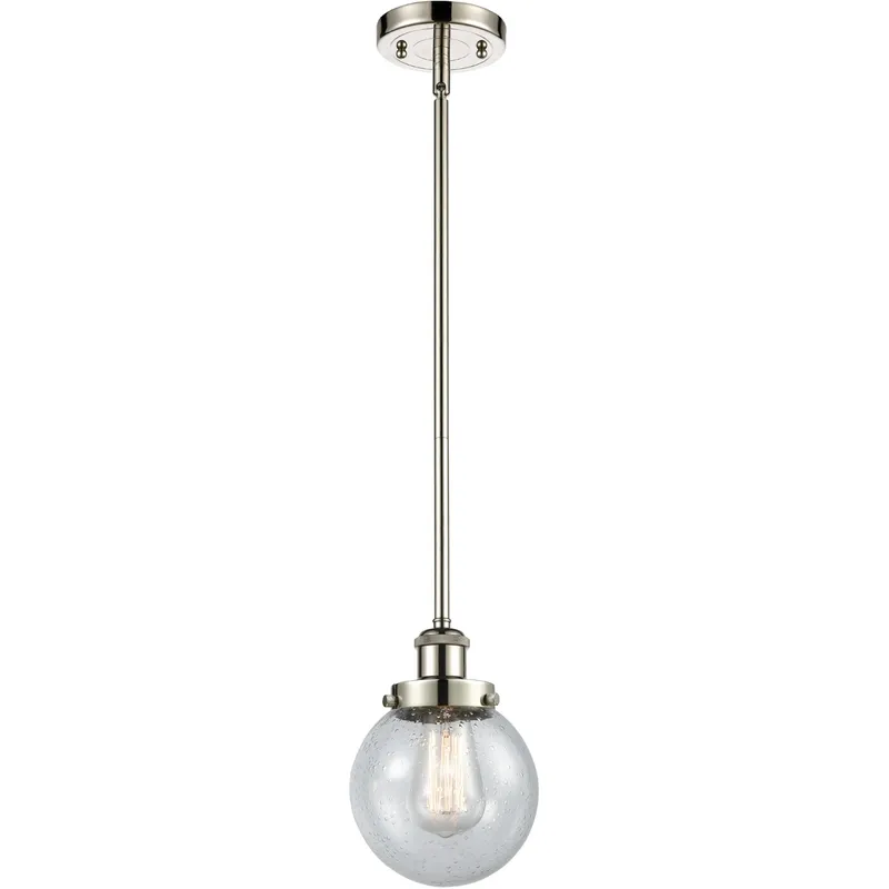 Ballston Beacon LED 6 inch Polished Nickel Pendant Ceiling Light in Seedy Glass