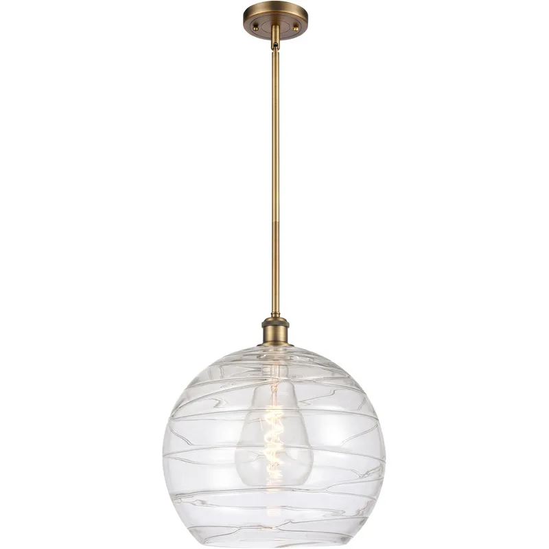 Ballston Deco Swirl 1 Light 14 inch Brushed Brass Pendant Ceiling Light
