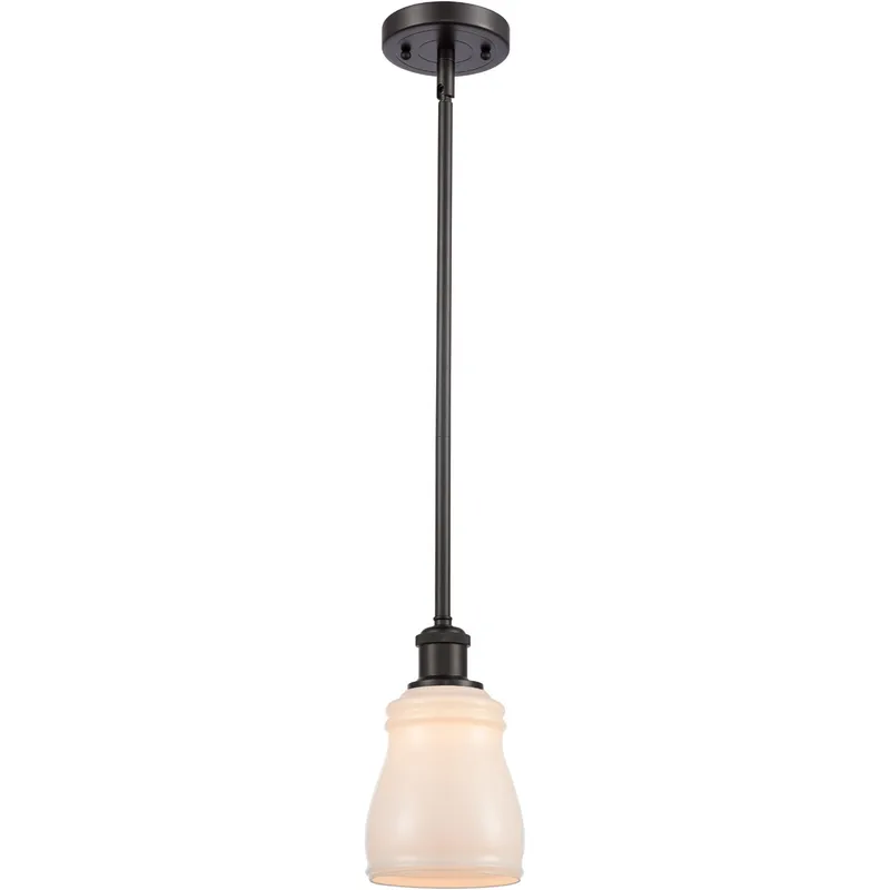 Ballston Ellery 1 Light 5 inch Oil Rubbed Bronze Pendant Ceiling Light in White Glass, Ballston