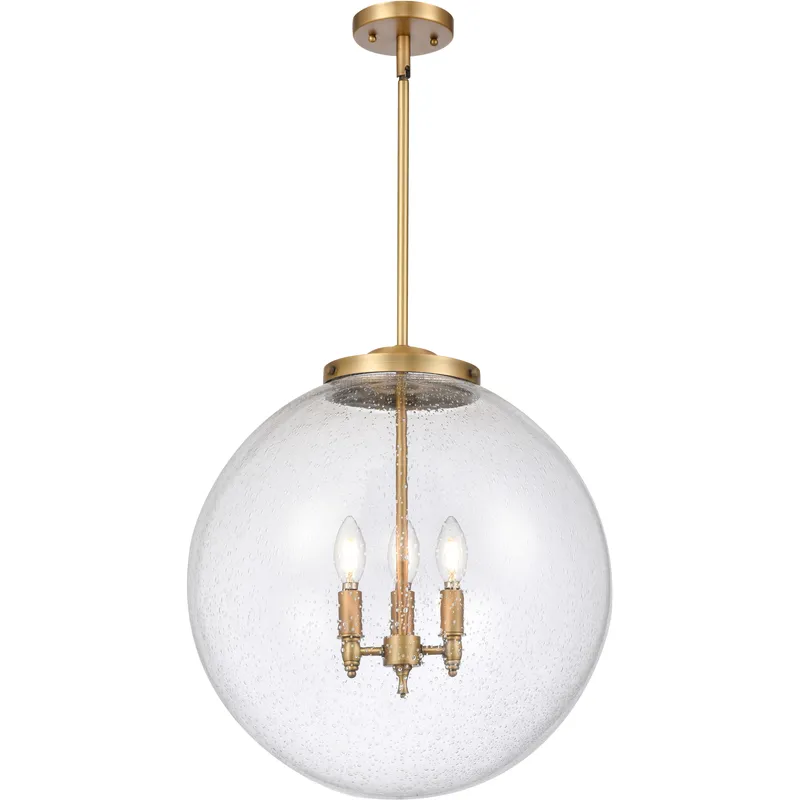 Franklin Restoration Beacon 3 Light 18 inch Brushed Brass Statement Pendant Ceiling Light in Incandescent, Seedy