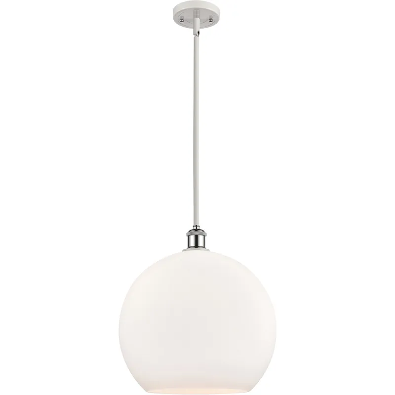 Ballston Athens 1 Light 14 inch White and Polished Chrome Pendant Ceiling Light in Matte White Glass