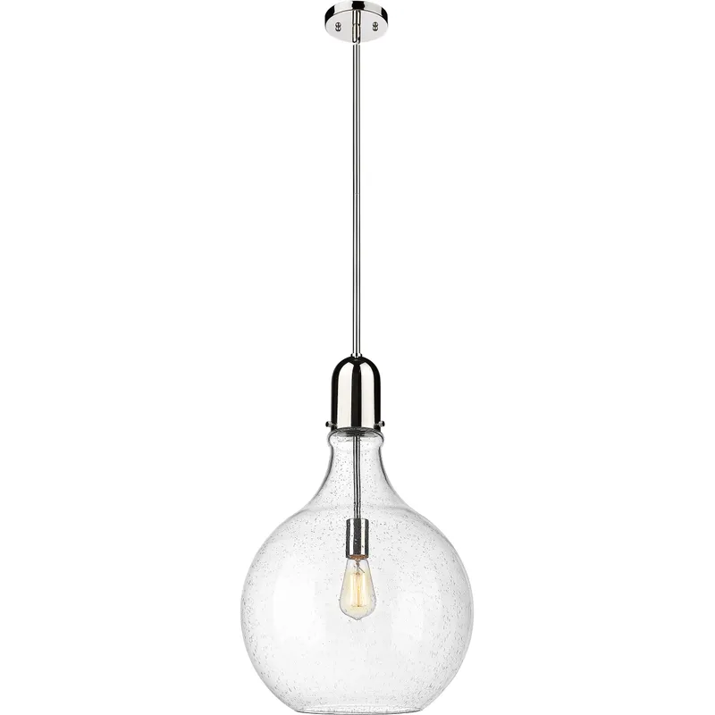 Auralume Amherst 1 Light 16 inch Polished Nickel Pendant Ceiling Light in Seedy Glass