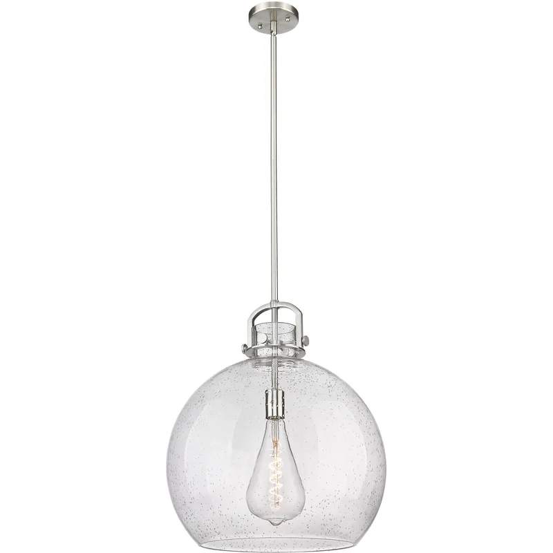 Newton Sphere 1 Light 18 inch Satin Nickel Pendant Ceiling Light in Seedy Glass