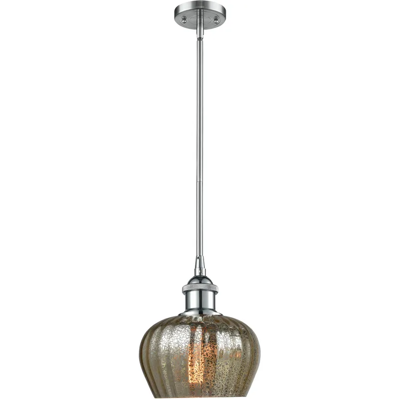 Ballston Fenton LED 7 inch Polished Chrome Pendant Ceiling Light in Mercury Glass, Ballston