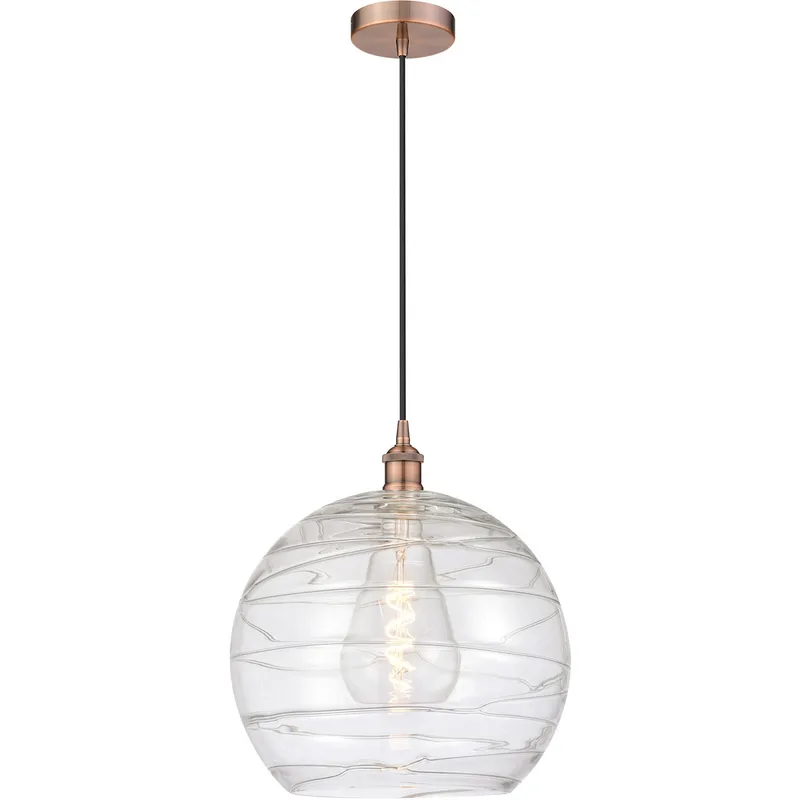 Edison Athens Deco Swirl LED 14 inch Antique Copper Pendant Ceiling Light