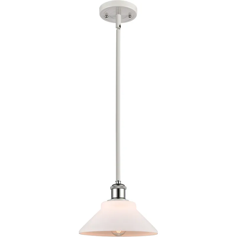 Ballston Orwell 1 Light 8 inch White and Polished Chrome Pendant Ceiling Light in Matte White Glass, Ballston