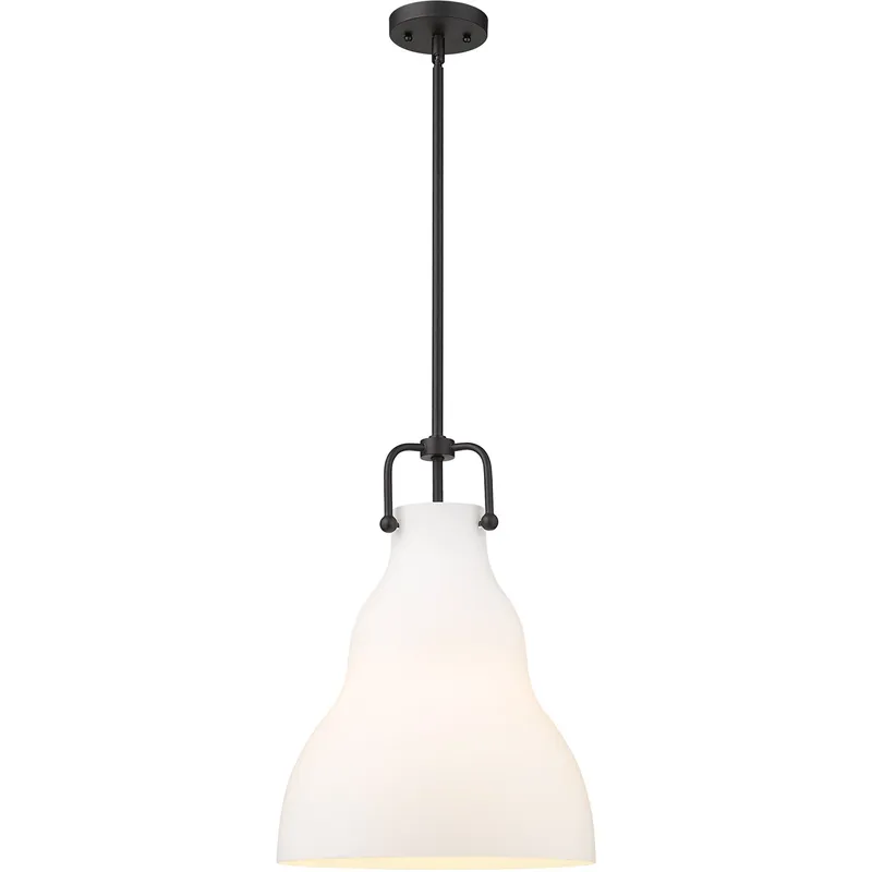 Haverhill 1 Light 14 inch Matte Black Pendant Ceiling Light in Matte White Glass