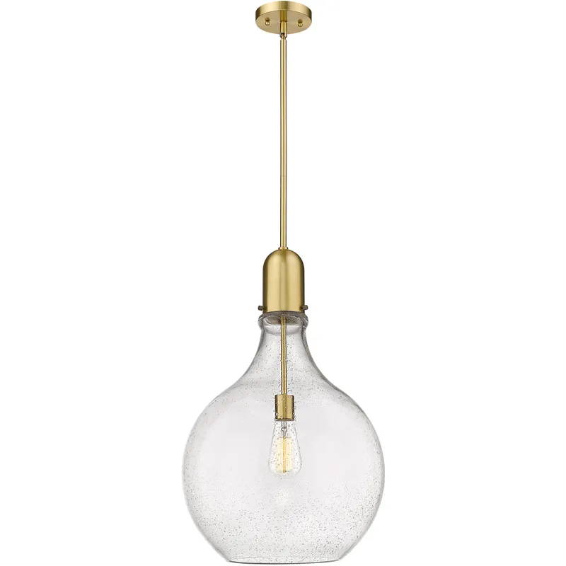Amherst 1 Light 16 inch Satin Gold Pendant Ceiling Light in Seedy Glass