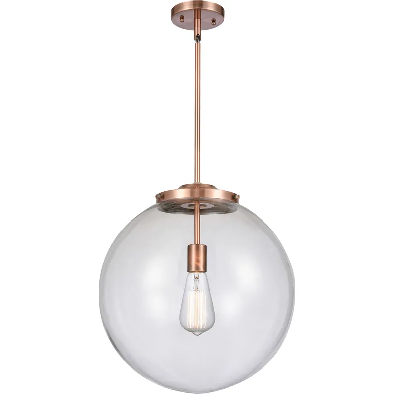 Franklin Restoration Beacon 1 Light 16 inch Antique Copper Pendant Ceiling Light in Incandescent, Clear