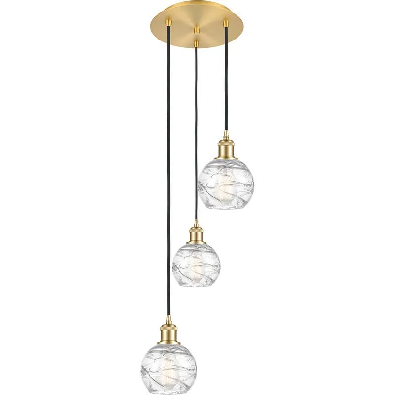 Ballston Athens Deco Swirl 3 Light 13 inch Satin Gold Multi-Pendant Ceiling Light