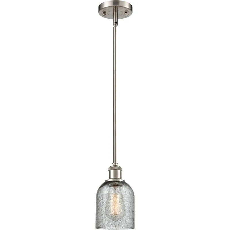 Ballston Caledonia 1 Light 5 inch Brushed Satin Nickel Pendant Ceiling Light in Charcoal Glass, Ballston