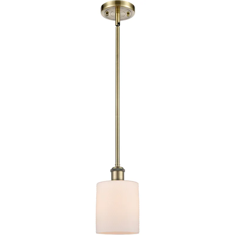 Ballston Cobbleskill 1 Light 5 inch Antique Brass Pendant Ceiling Light in Incandescent, Matte White Glass, Ballston