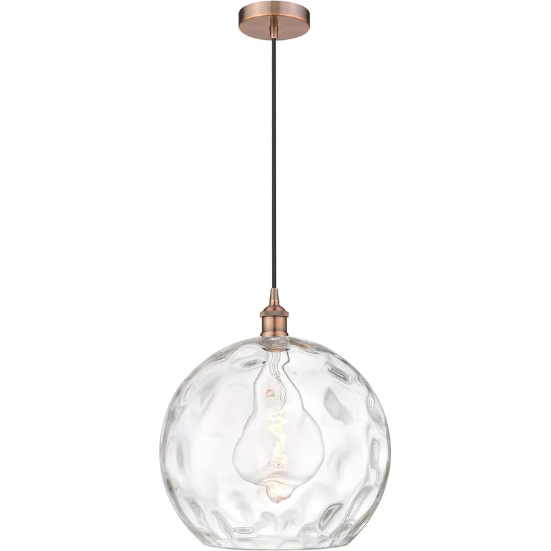Edison Athens Water Glass LED 14 inch Antique Copper Pendant Ceiling Light