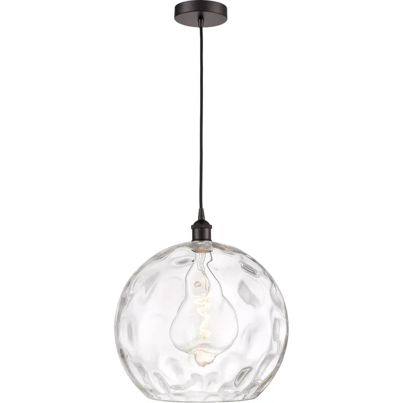 Edison Athens Water Glass LED 14 inch Oil Rubbed Bronze Pendant Ceiling Light