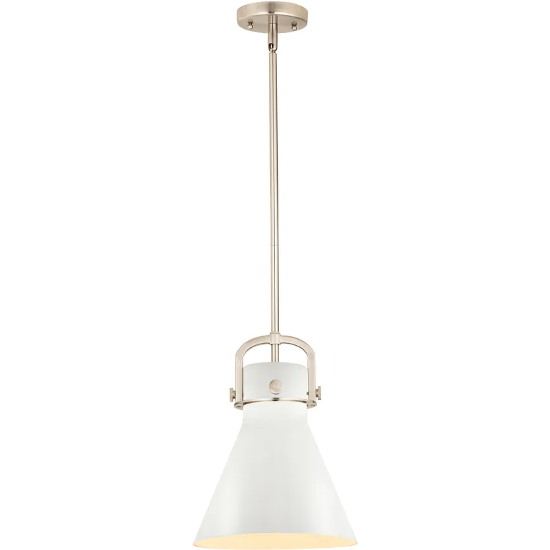 Newton Cone 1 Light 10 inch Satin Nickel Stem Hung Pendant Ceiling Light
