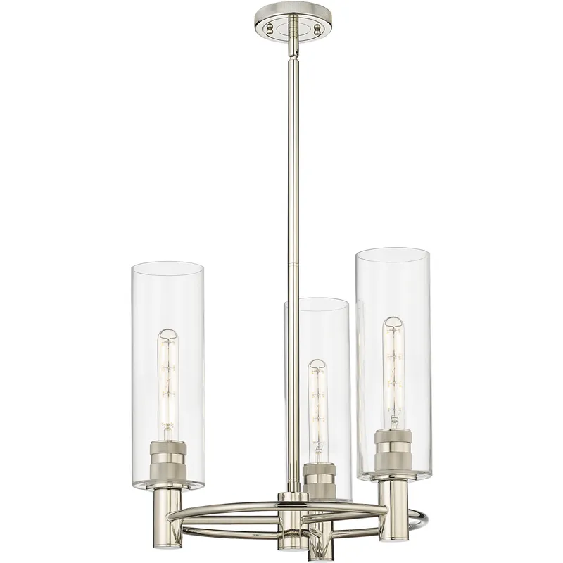 Crown Point 3 Light 18 inch Polished Nickel Pendant Ceiling Light in Clear Glass