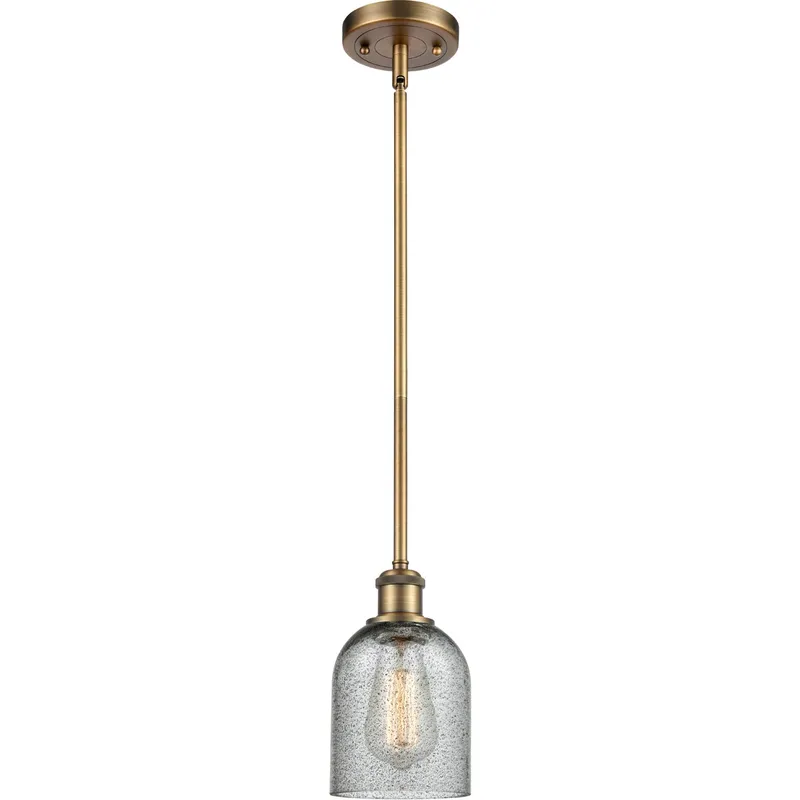 Ballston Caledonia 1 Light 5 inch Brushed Brass Pendant Ceiling Light in Charcoal Glass, Ballston