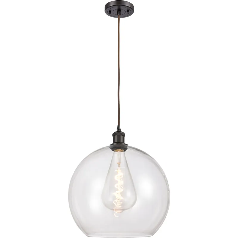 Ballston Athens LED 13.75 inch Oil Rubbed Bronze Pendant Ceiling Light in Clear Glass, Black Textured