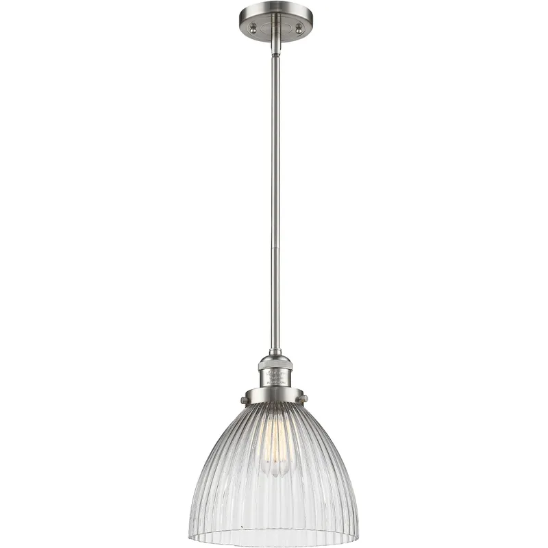 Franklin Restoration Seneca Falls 1 Light 9.5 inch Brushed Satin Nickel Mini Pendant Ceiling Light in Incandescent, Franklin Restoration