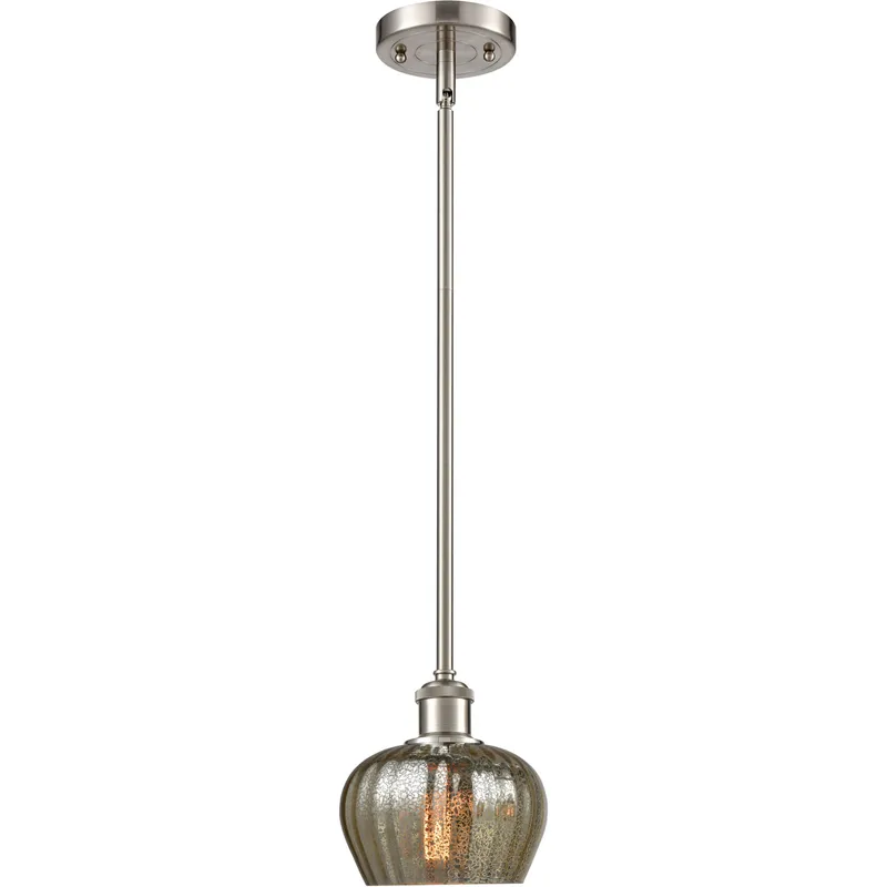 Ballston Fenton LED 7 inch Brushed Satin Nickel Pendant Ceiling Light in Mercury Glass, Ballston