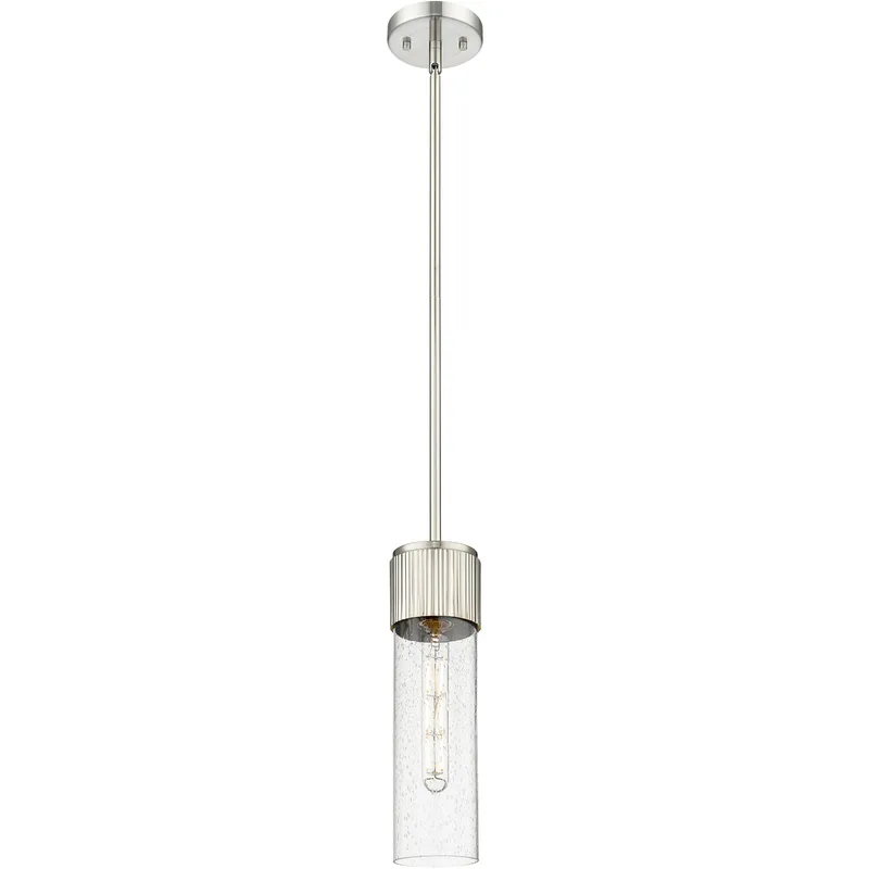 Bolivar 1 Light 4 inch Satin Nickel Pendant Ceiling Light in Seedy Glass
