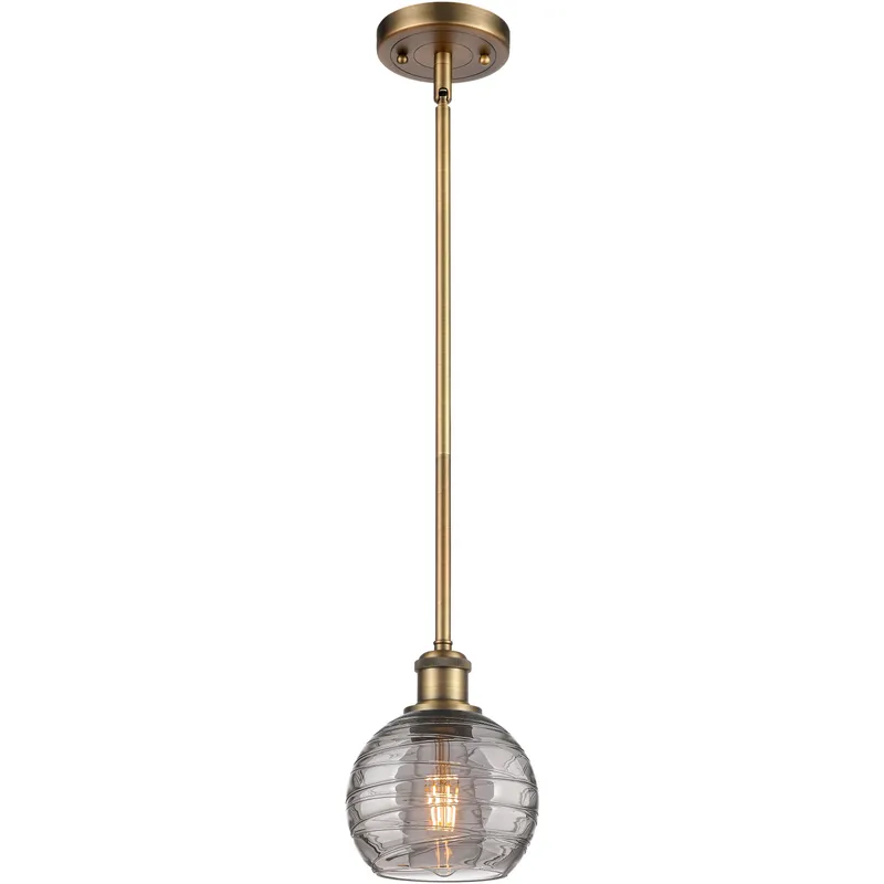 Ballston Athens Deco Swirl 1 Light 5.88 inch Brushed Brass Stem Hung Mini Pendant Ceiling Light