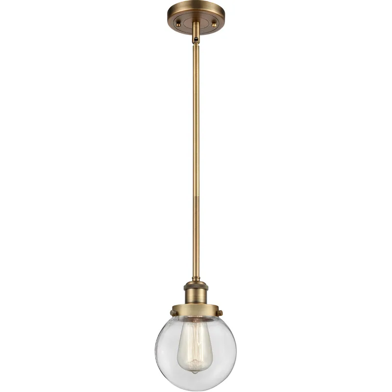 Ballston Beacon LED 6 inch Brushed Brass Pendant Ceiling Light in Clear Glass