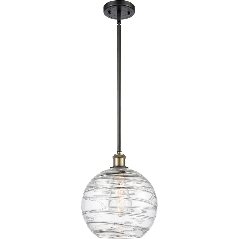 Ballston Large Deco Swirl LED 10 inch Black Antique Brass Pendant Ceiling Light, Ballston