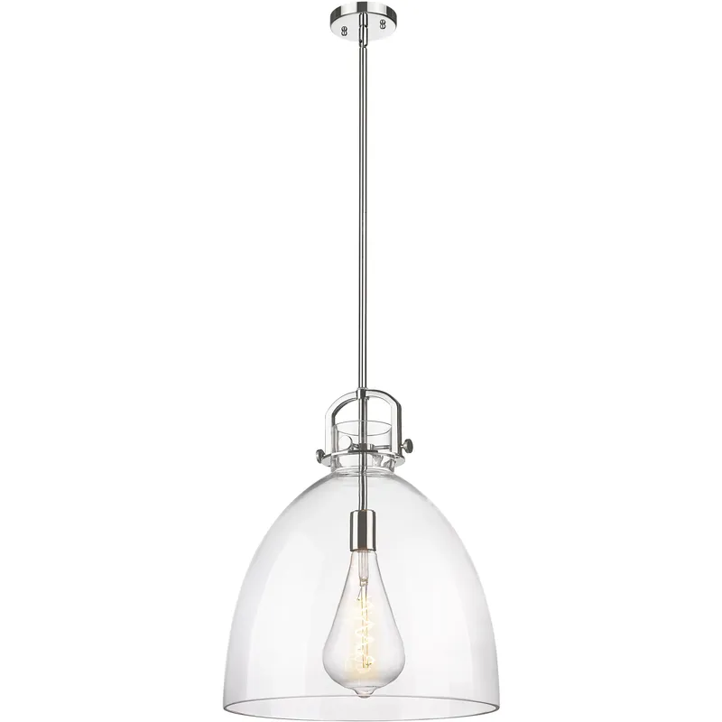 Newton Bell 1 Light 16 inch Polished Nickel Pendant Ceiling Light in Clear Glass
