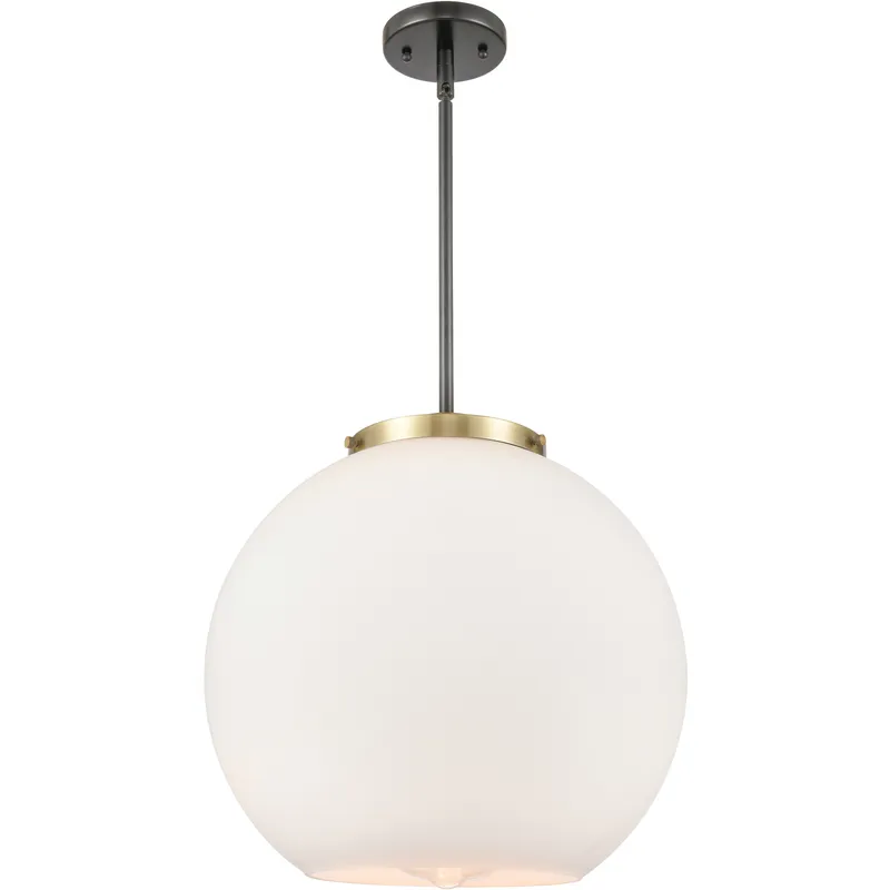 Ballston Athens LED 15.75 inch Black Antique Brass Pendant Ceiling Light in Matte White