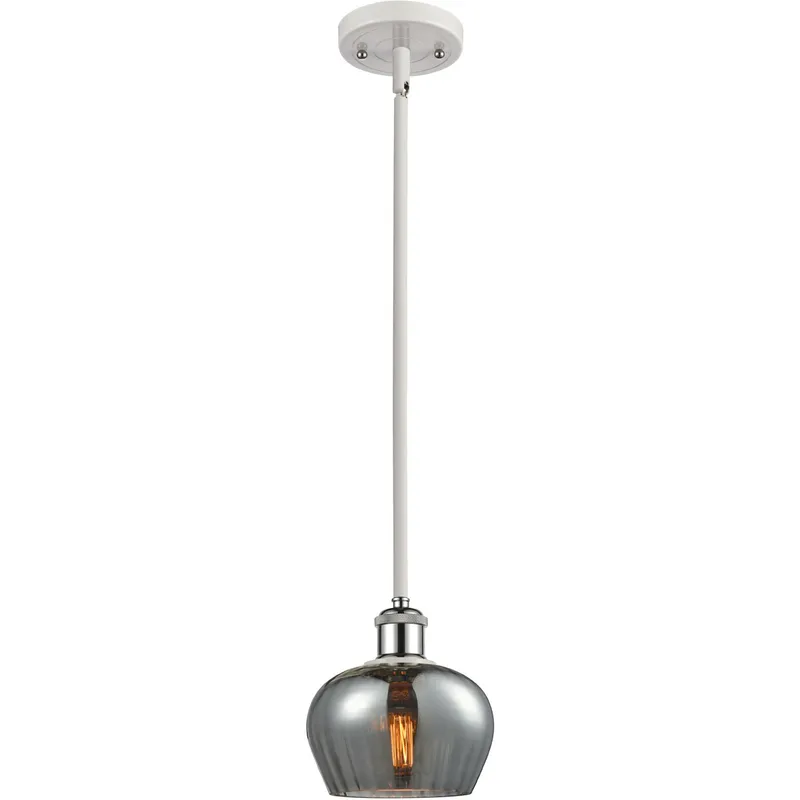 Ballston Fenton LED 7 inch White and Polished Chrome Pendant Ceiling Light in Plated Smoke Glass, Ballston