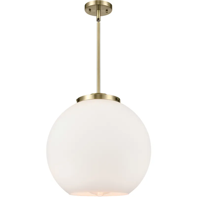 Ballston Athens 1 Light 15.75 inch Antique Brass Pendant Ceiling Light in Incandescent, Matte White