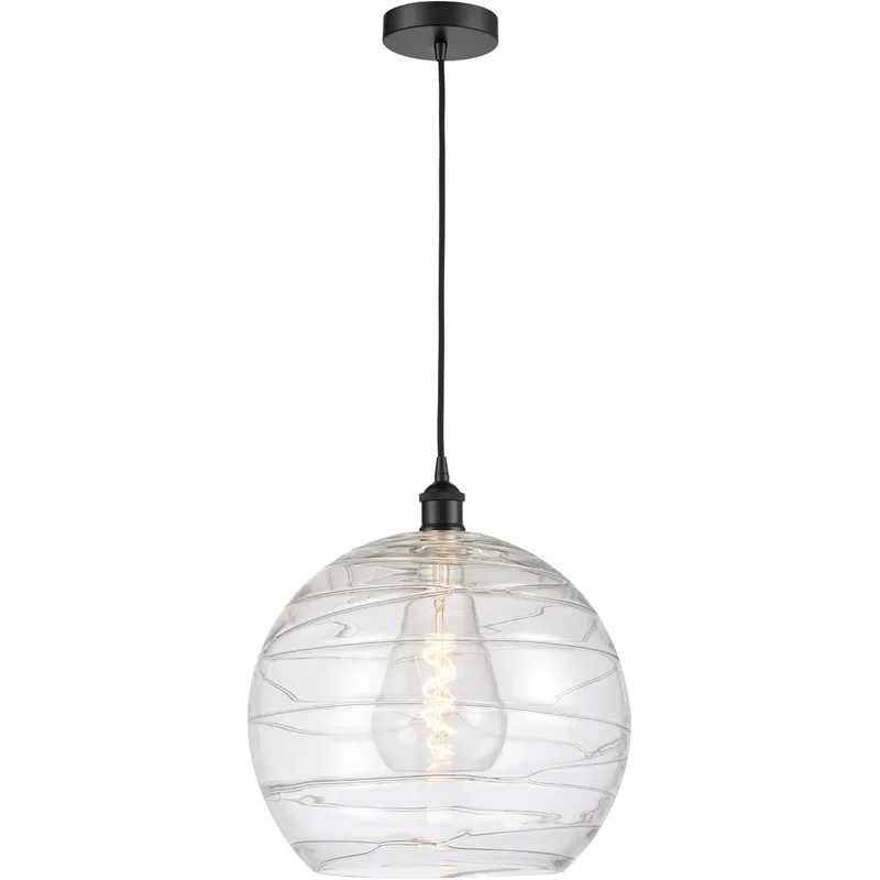 Edison Athens Deco Swirl LED 14 inch Matte Black Pendant Ceiling Light