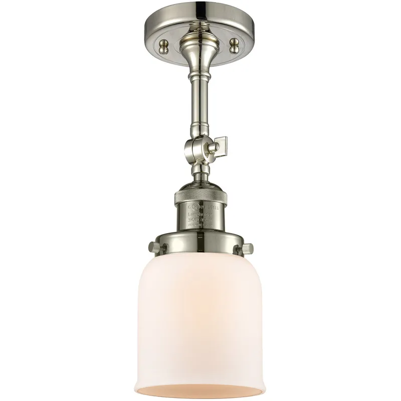 Franklin Restoration Small Bell LED 5 inch Polished Nickel Semi-Flush Mount Ceiling Light in Matte White Glass, Franklin Restoration