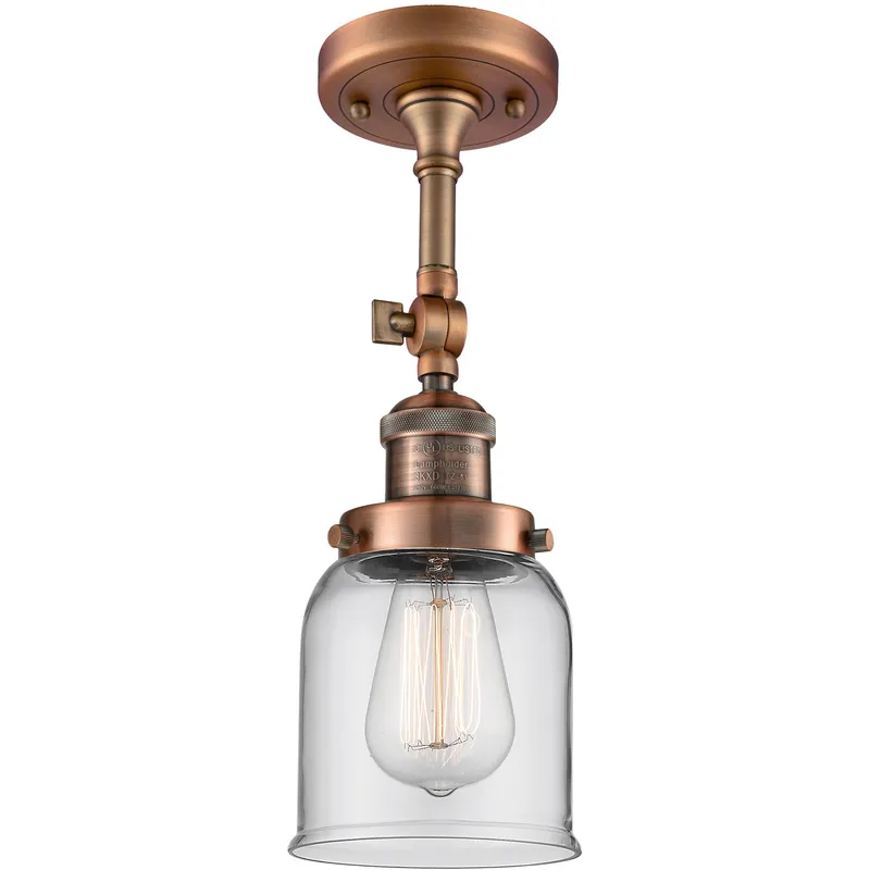Franklin Restoration Small Bell 1 Light 5 inch Antique Copper Semi-Flush Mount Ceiling Light in Clear Glass, Franklin Restoration
