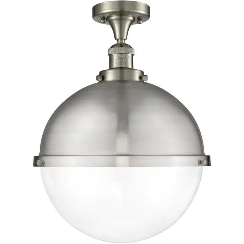 Franklin Restoration Hampden LED 12.88 inch Brushed Satin Nickel Semi-Flush Mount Ceiling Light in Clear Glass