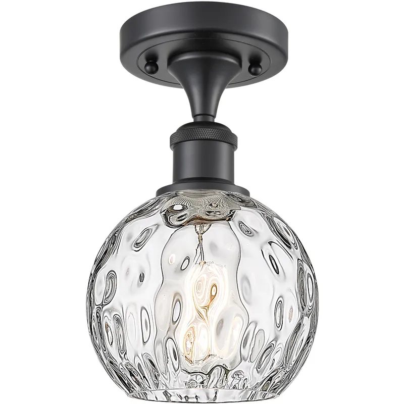 Edison Athens Water Glass 1 Light 6 inch Matte Black Semi-Flush Mount Ceiling Light