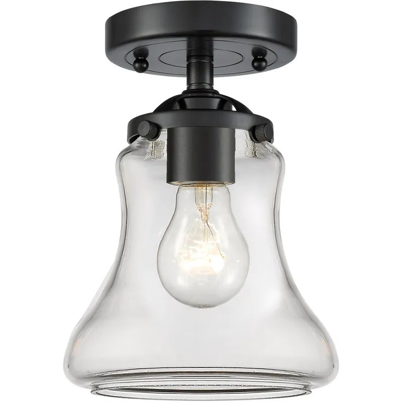 Nouveau Bellmont LED 6 inch Oil Rubbed Bronze Semi-Flush Mount Ceiling Light in Clear Glass, Nouveau
