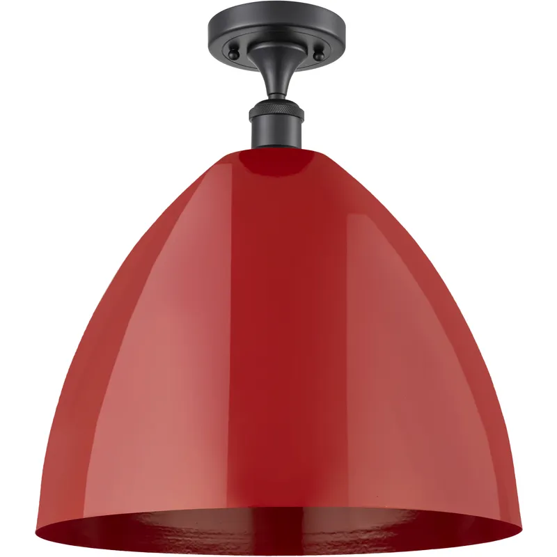 Ballston Plymouth Dome LED 16 inch Matte Black Semi-Flush Mount Ceiling Light in Matte Red