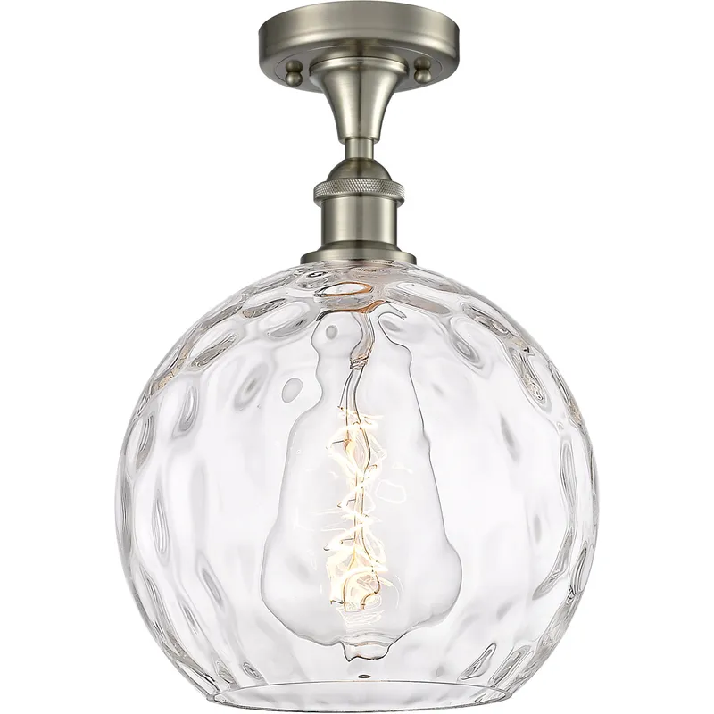 Ballston Athens Water Glass LED 10 inch Brushed Satin Nickel Semi-Flush Mount Ceiling Light