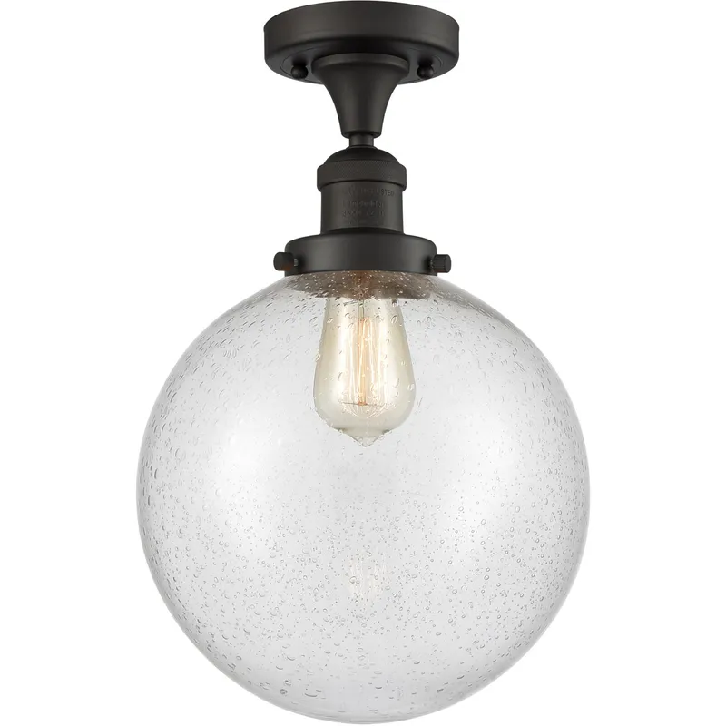 Franklin Restoration X-Large Beacon 1 Light 10 inch Oil Rubbed Bronze Semi-Flush Mount Ceiling Light in Seedy Glass, Franklin Restoration