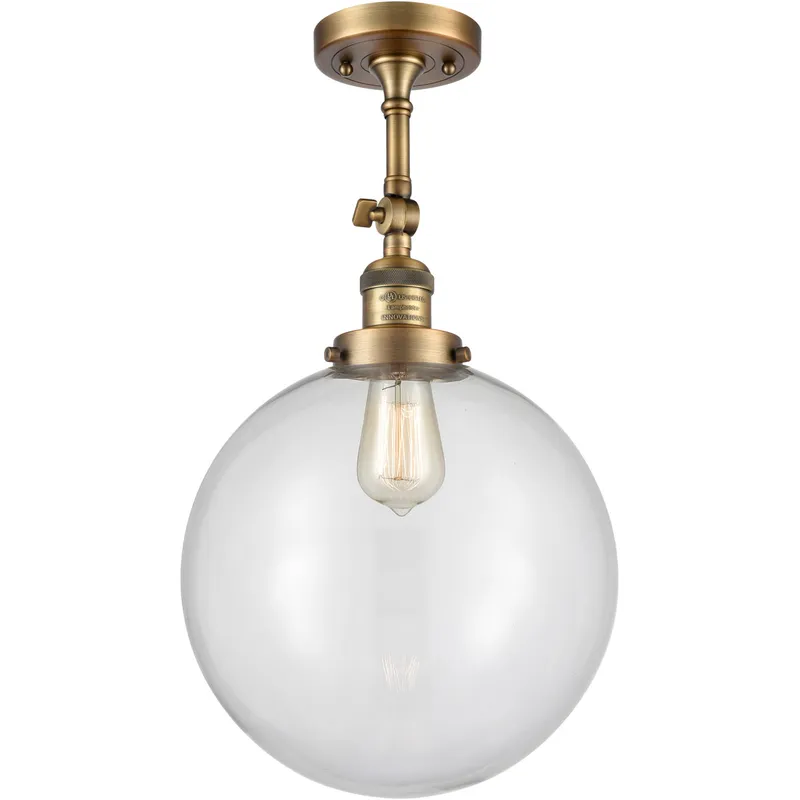 Franklin Restoration XX-Large Beacon LED 12 inch Brushed Brass Semi-Flush Mount Ceiling Light in Clear Glass, Franklin Restoration