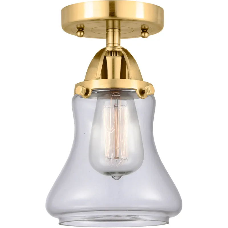 Nouveau 2 Bellmont 1 Light 6 inch Satin Gold Semi-Flush Mount Ceiling Light in Clear Glass