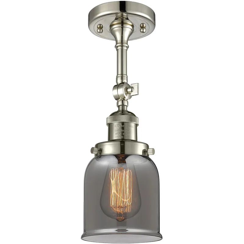 Franklin Restoration Small Bell LED 5 inch Polished Nickel Semi-Flush Mount Ceiling Light in Plated Smoke Glass, Franklin Restoration