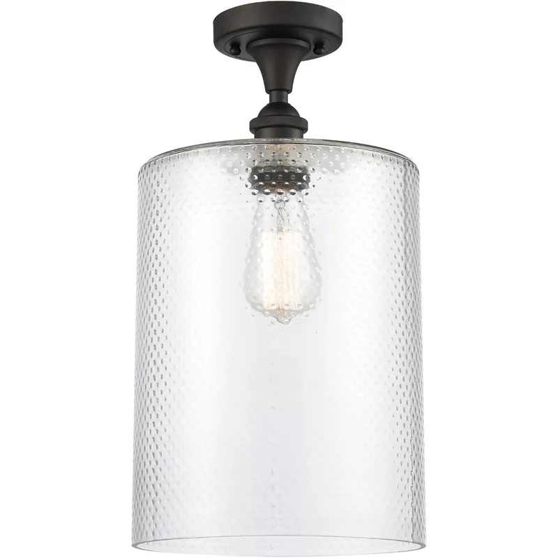 Ballston Large Cobbleskill 1 Light 9 inch Oil Rubbed Bronze Semi-Flush Mount Ceiling Light in Clear Glass, Ballston